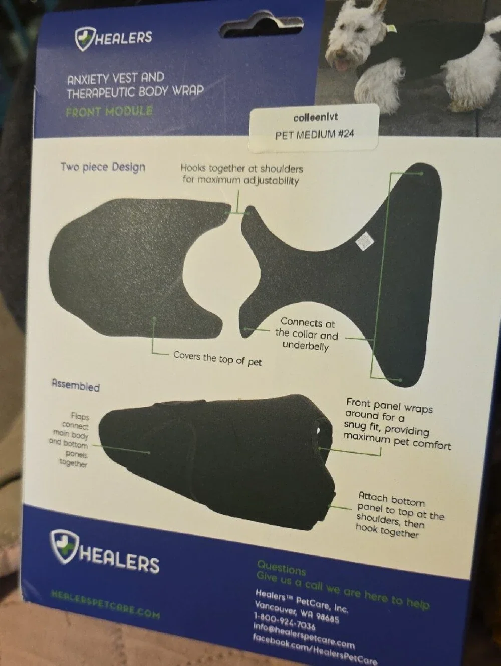 Calming Anxiety Vest & Therapeutic Body Wrap for Dogs - Black -